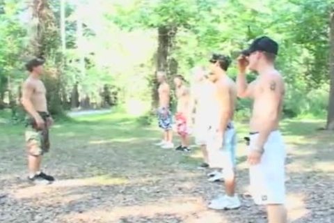 Two Country dudes Wrestle striped Then blow Each Other