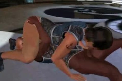3D man pokeed by a this babemale