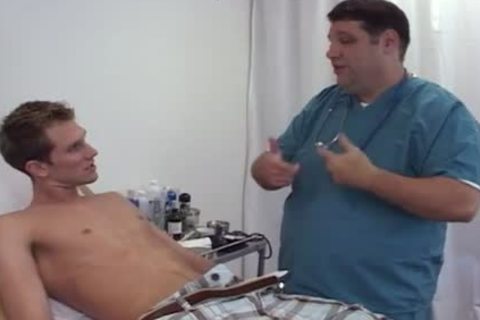 bulky Doctor Jerks Off lad penis