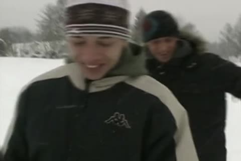 Snowboarding With two young Euros