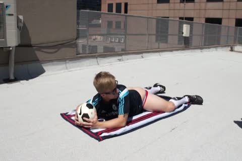 Being Photographed As A Footballer stroking