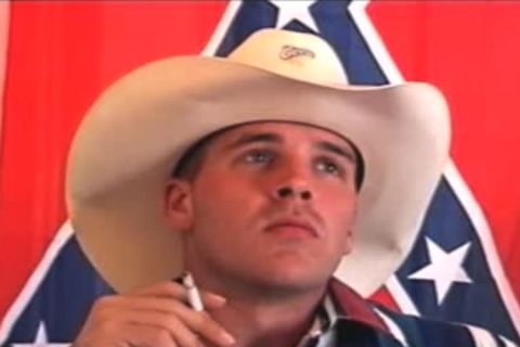 Straight Redneck Cowboy Drinking Beer And Jacking His 10-Pounder