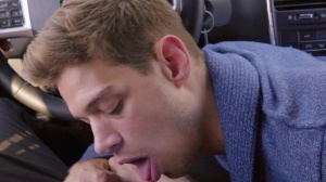 Str8togay.com: Inked and muscle Zander Lane threesome outside