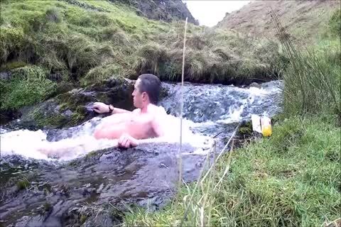 Half Hour undressed Dip In Cold Scottish Waterfall In Winter