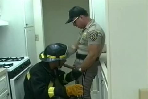 Police Office And Fireman Do indecent Things In The Kitchen