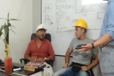 three Workers bang And wank Each Other