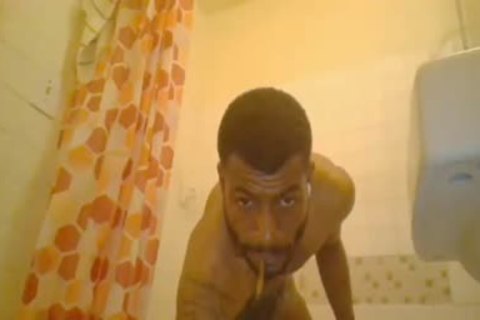 dark man stroking With His gigantic dick