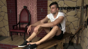 Twinky Feet: Young Joel bare jerking uncut dick