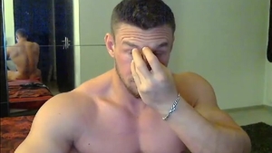 White Muscle boy With wild cock Shows Off